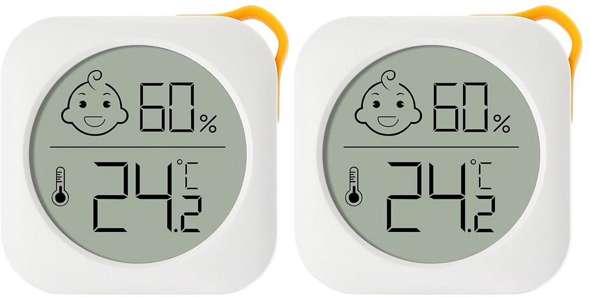 2x Digitale Mini Thermo-Hygrometer voor Binnenklimaat Met Smiley Indicator