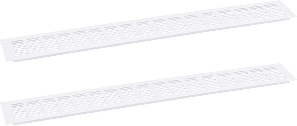 Set van 2 Rechthoekige Ventilatie Roosters Wit (700x100mm) voor Kasten en Vloeren - Aluminiumjaloezie