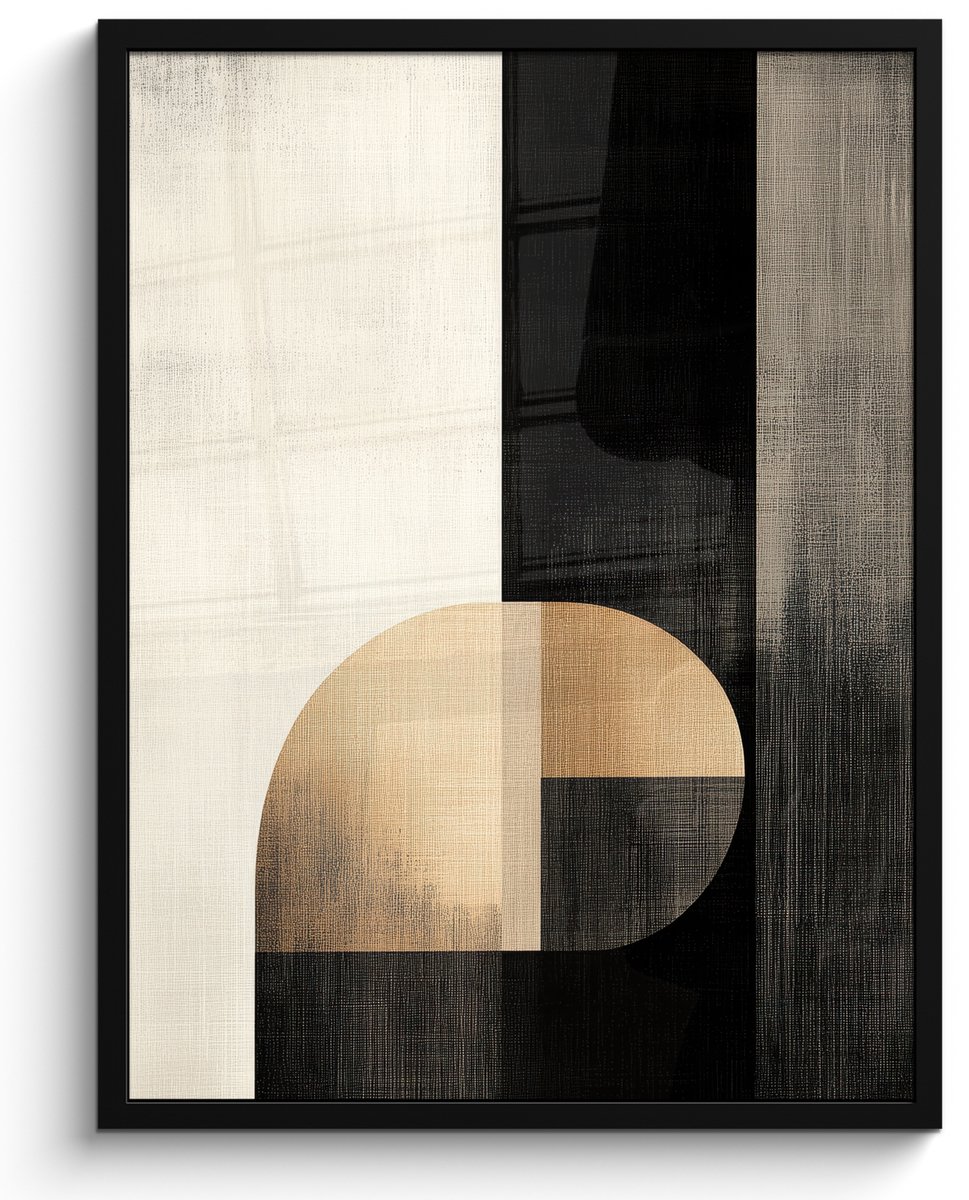 FrameYourWall Poster in lijst - Fotolijst 50x70 cm - Posters - Vormen - Modern - Zwart - Posterlijst zwart - Decoratie - Wanddecoratie woonkamer - Muurdecoratie slaapkamer Vormen - Abstract