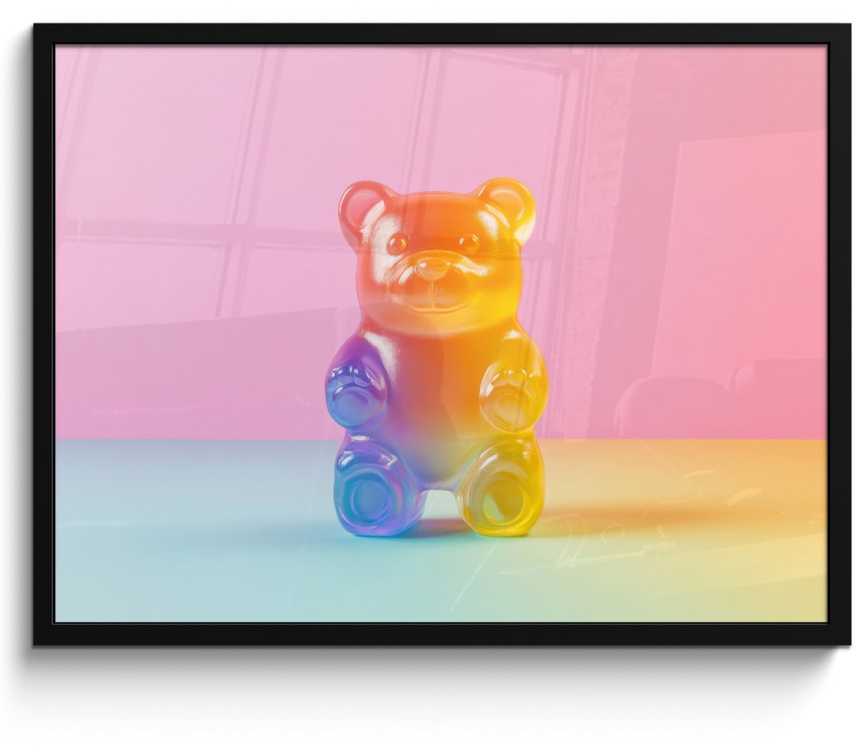 FrameYourWall Poster in lijst - Fotolijst 70x50 cm - Posters - Pastel - Snoep - Posterlijst zwart - Decoratie - Wanddecoratie woonkamer - Muurdecoratie slaapkamer Pastel - Gummy