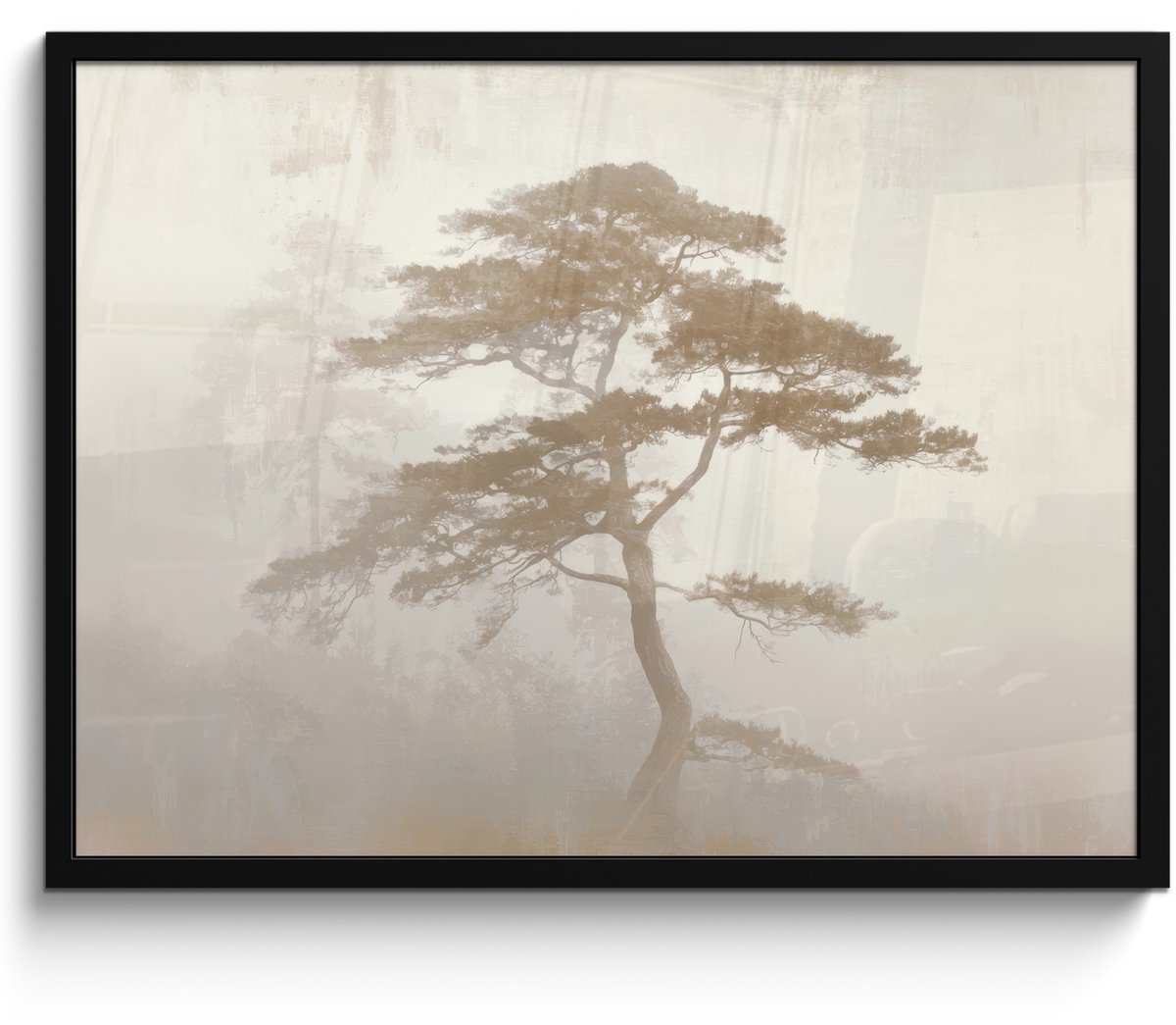 FrameYourWall Poster in lijst - Fotolijst 70x50 cm - Posters - Boom - Oosterse stijl - Landschap - Posterlijst zwart - Decoratie - Wanddecoratie woonkamer - Muurdecoratie slaapkamer Boom - Landschap