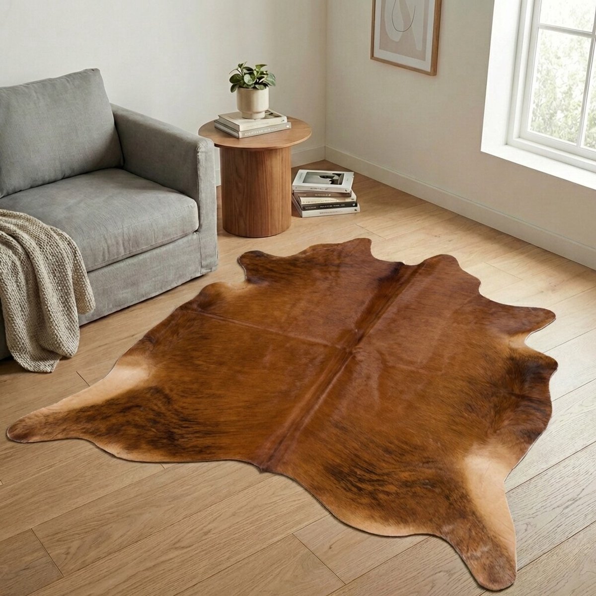 Koeienhuid Vloerkleed - Effen-solid - 197 x 188 cm - Koeienkleed / Koeienvel / Dierenvel / Dierenhuid / Koehuid Tapijt