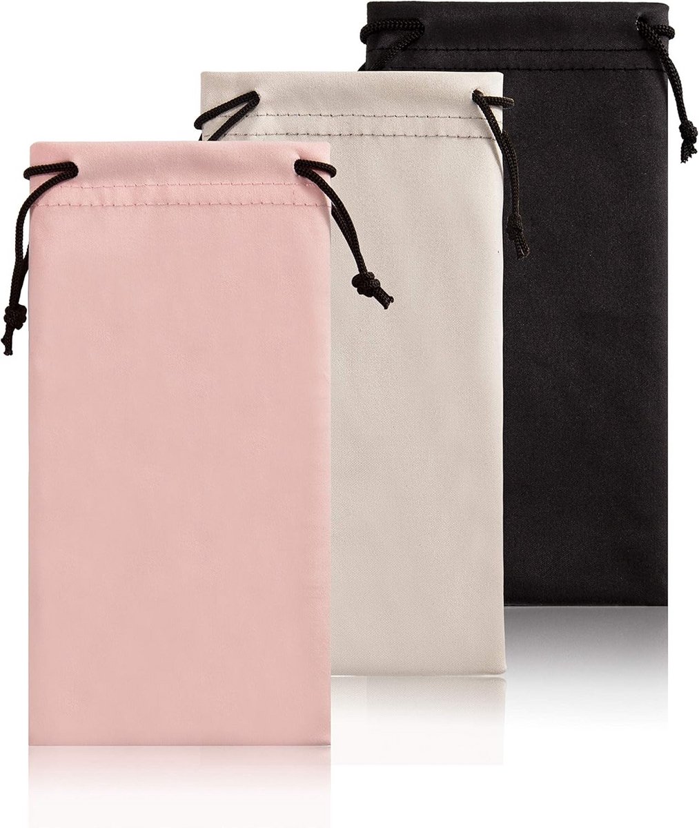 Zachte Brillenhoesjes Set van 3 - Microvezel Reinigingstasjes