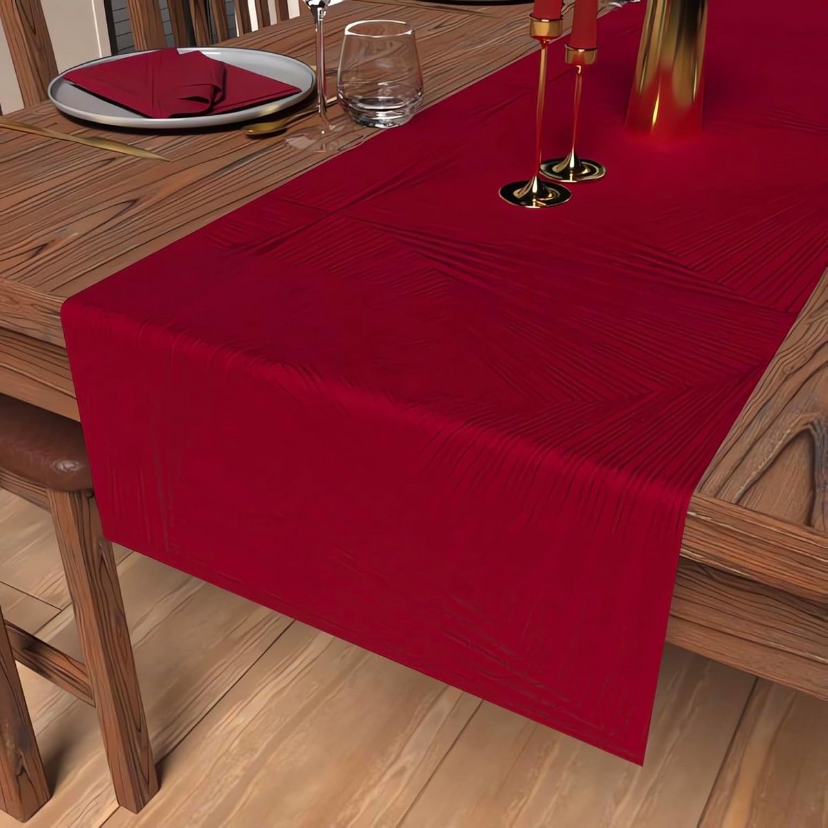 Lange Rechthoekige Tafelloper Champagne Luxe Jacquard 40x180 cm