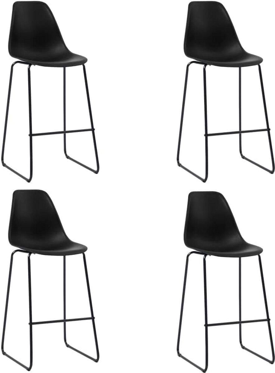 Set van 4 Moderne Barkrukken Kunststof Zwart Met Hoge Rugleuning
