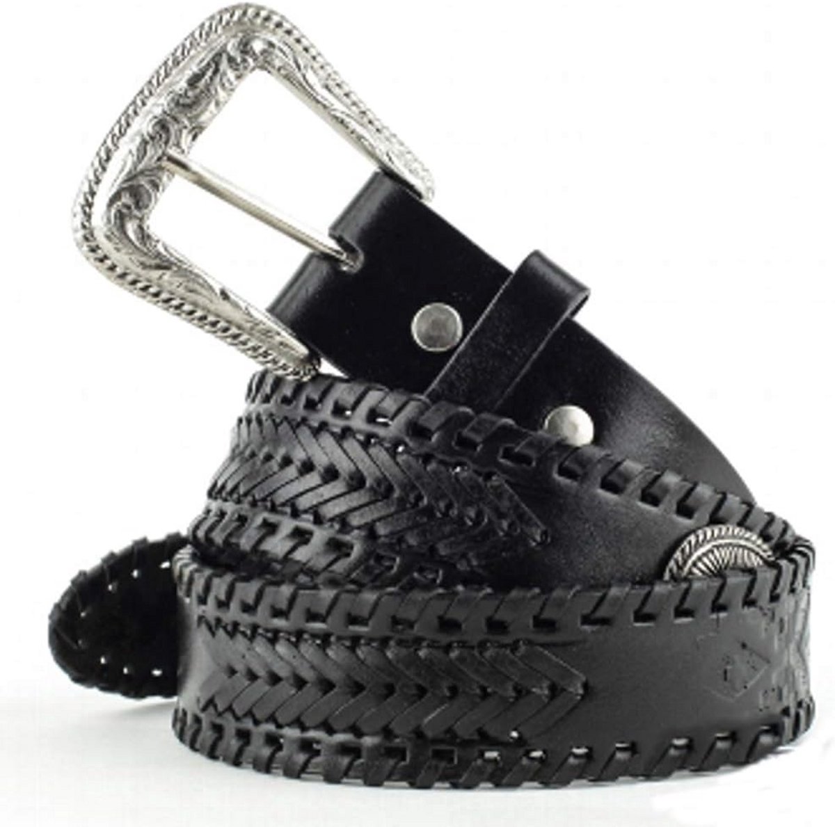 Leren Western Riem met Verwisselbare Gesp - Geschikt voor Cowboy, Biker en Rockabilly Stijlen