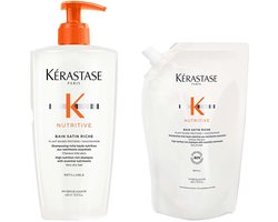 Kérastase - Nutritive Bain Satin Riche Shampoo 500 ml + Refill Shampoo 500 ml - Set