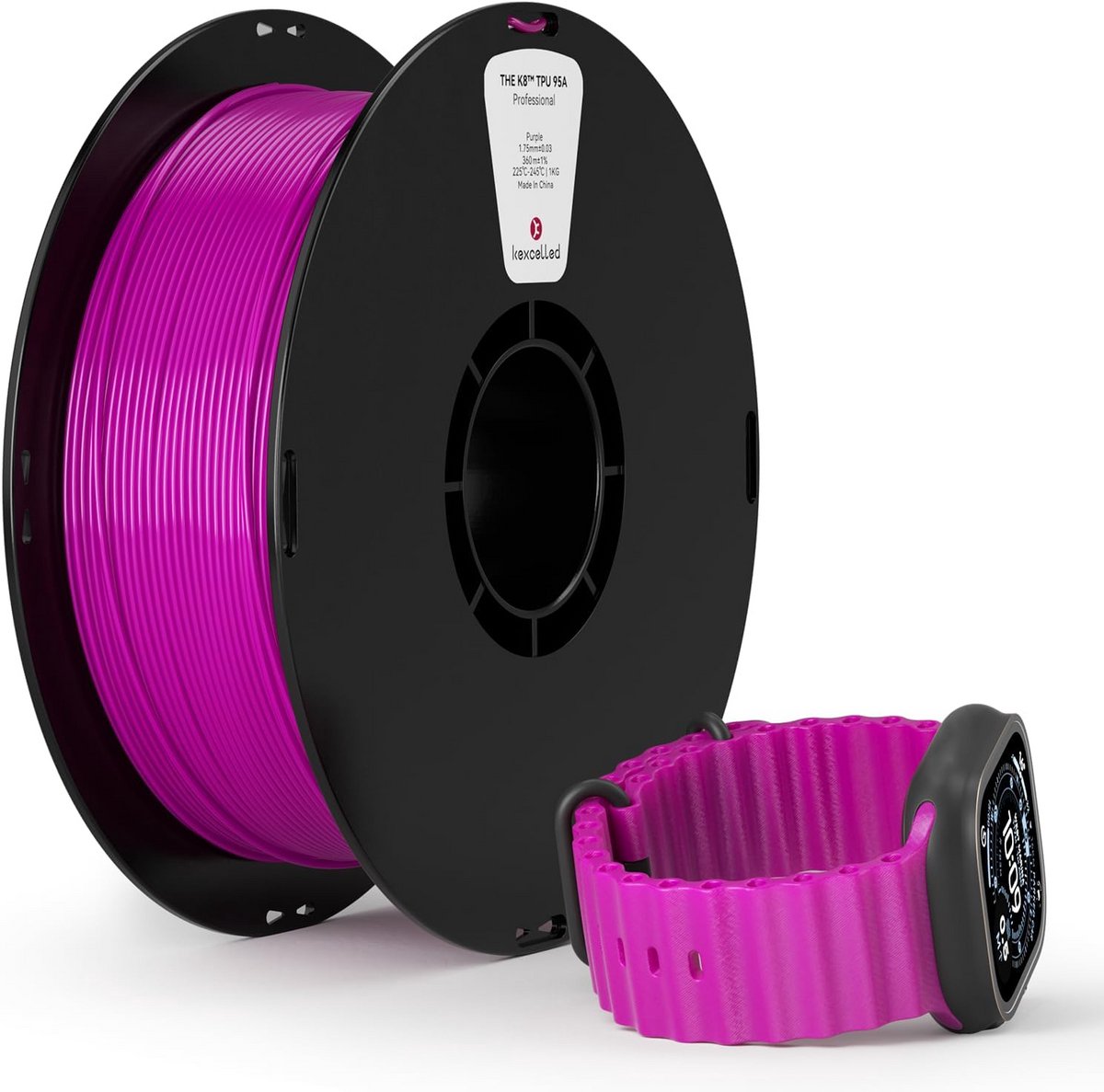 Flexibel TPU 1.75mm 3D Printer Filament 1KG, Zeer Taai en Elastisch, Paars