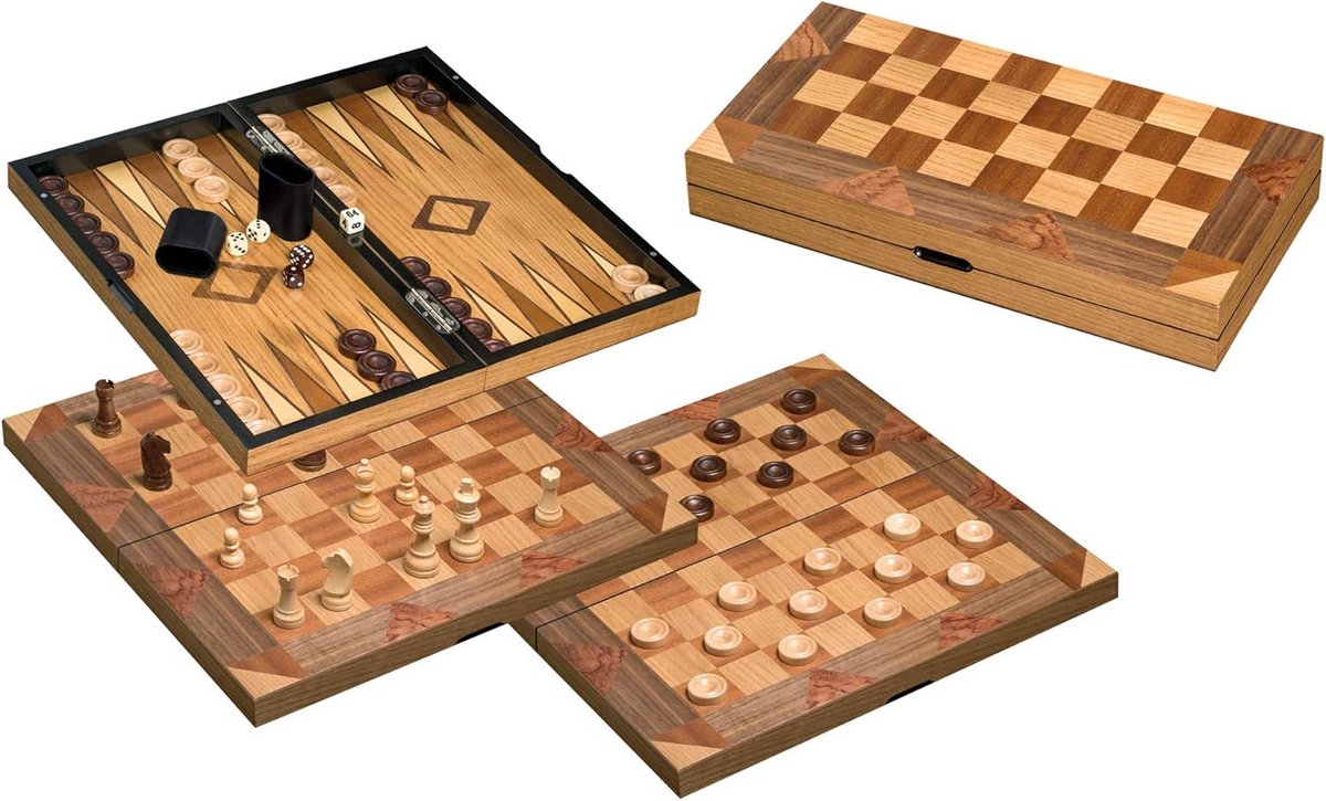Dames Schaken en Backgammon Spel - Staunton Ontwerp met Weegstukken