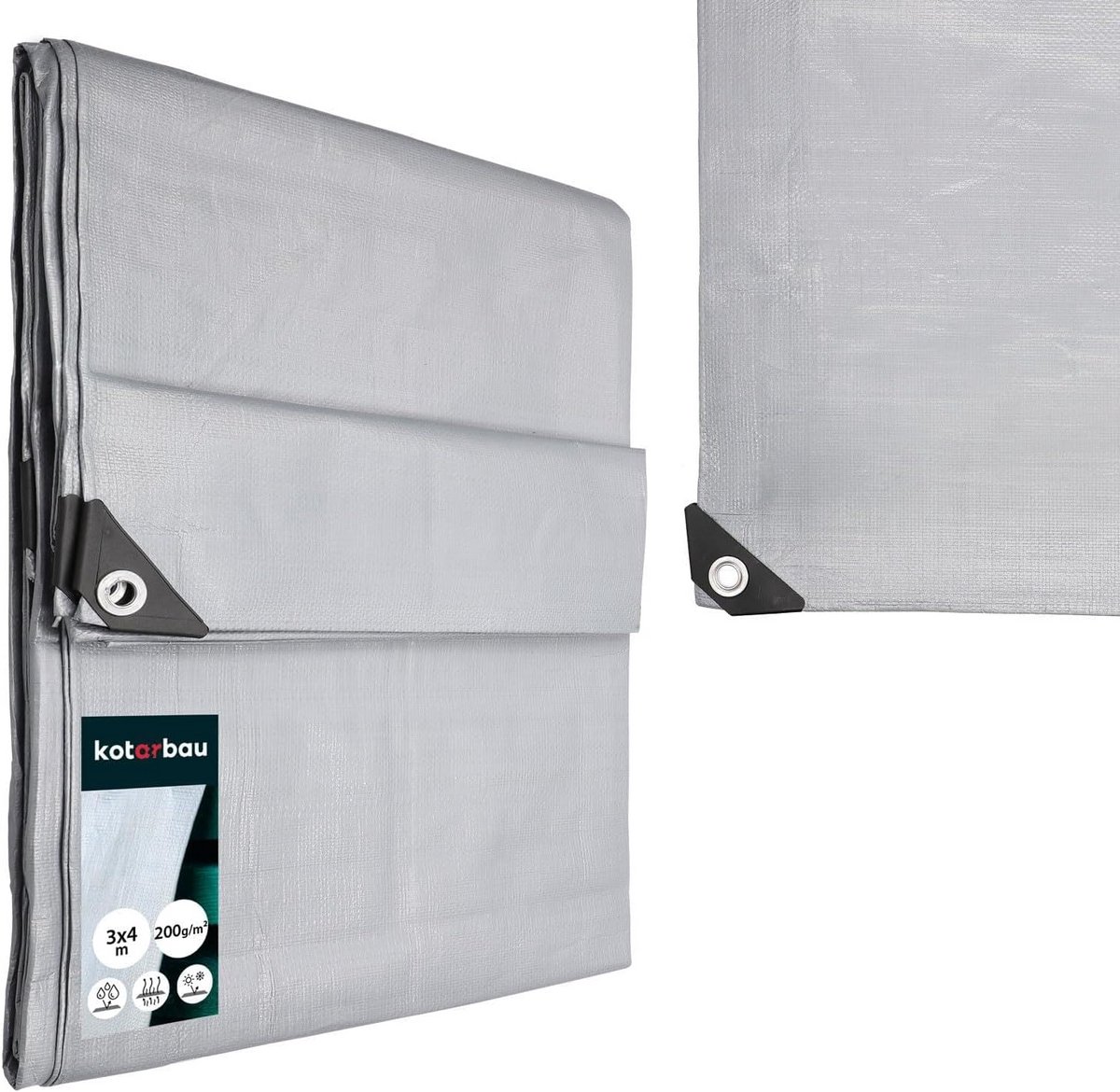 Waterdicht Polyethyleen Afdekzeil 3 x 4 m Zilver UV-bestendig Beschermzeil voor Buitenmeubels