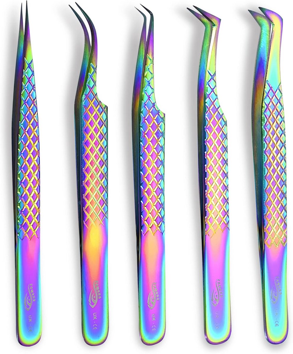 Set van 5 Precisie Pincetten voor Wimperverlenging - RVS Gereedschap met Diverse Spitzen