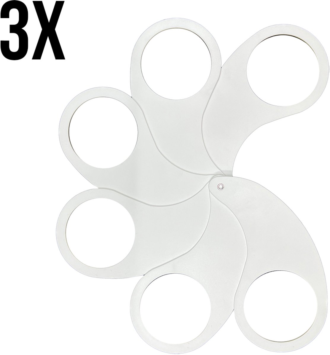 3 stuks - Hold Ub bekerhouder festival - Cupkeeper - Cupholder - Bierhouder - Draagtray - Bierwaaier - 6 bekers - 6 cm - wit