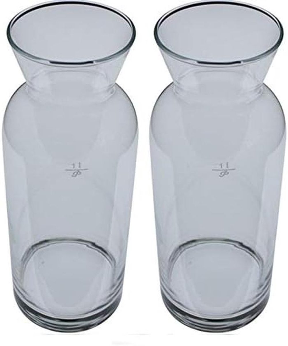 Set van 2 Glazen Karaffen 1 Liter met Maatstreep voor Water en Wijn