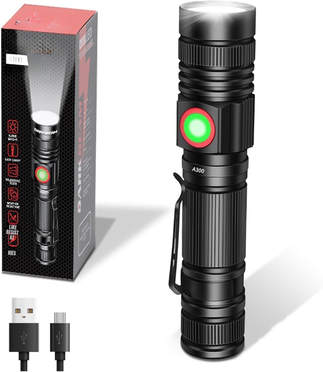 Nexvo® Zaklamp op batterijen - Zaklamp - Zaklampen - Zwart - 13cm x 5cm x 5cm
