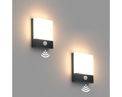 Merkloos Buitenlamp met sensor dag en nacht - Wandlamp met bewegingsdetectie - Op zonne energie - Solar