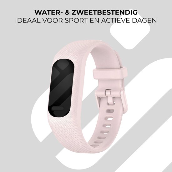 Roze siliconen smartwatch bandje, water- en zweetbestendig, ideaal voor sport.