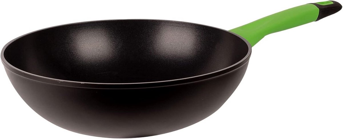 Gesmede Aluminium Wokpan 28 CM - Geschikt voor Alle Warmtebronnen