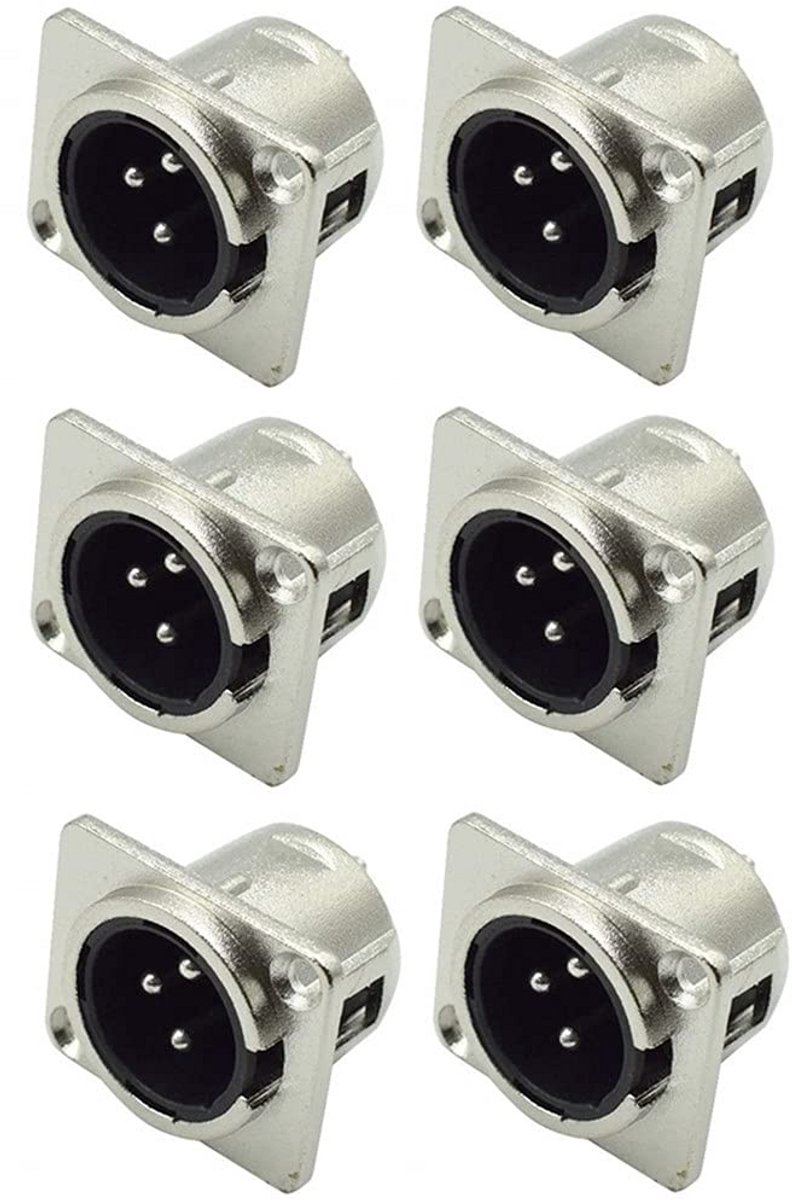 XLR 3-pins Mannelijke Paneelmontage Connectoren Serie Universeel 6 Stuks