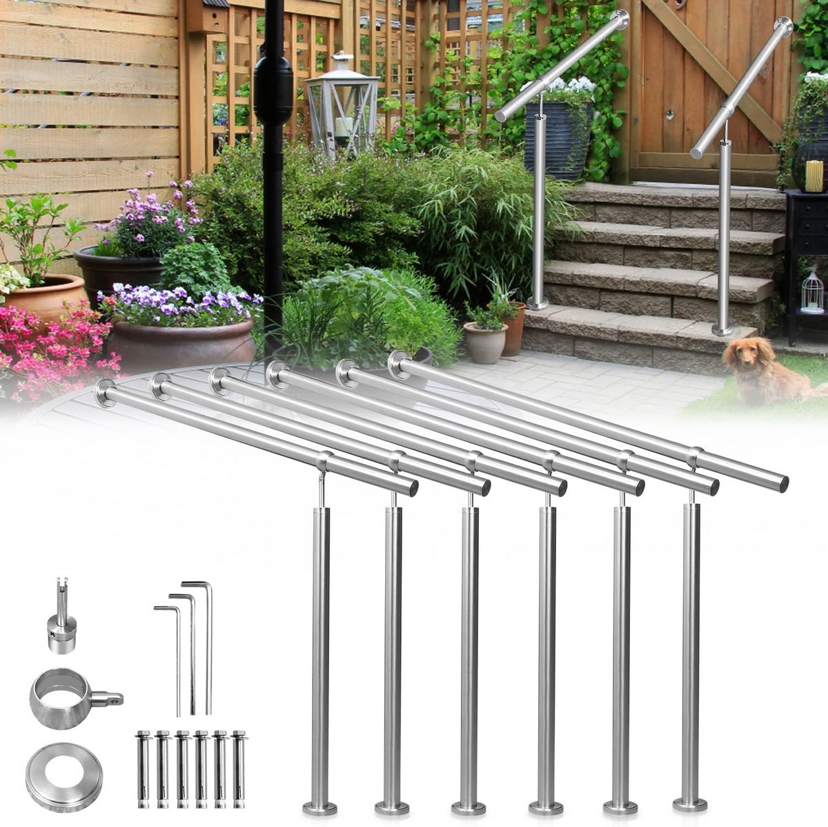 Trapleuning RVS 80 cm voor Binnen en Buiten - Wandmontage