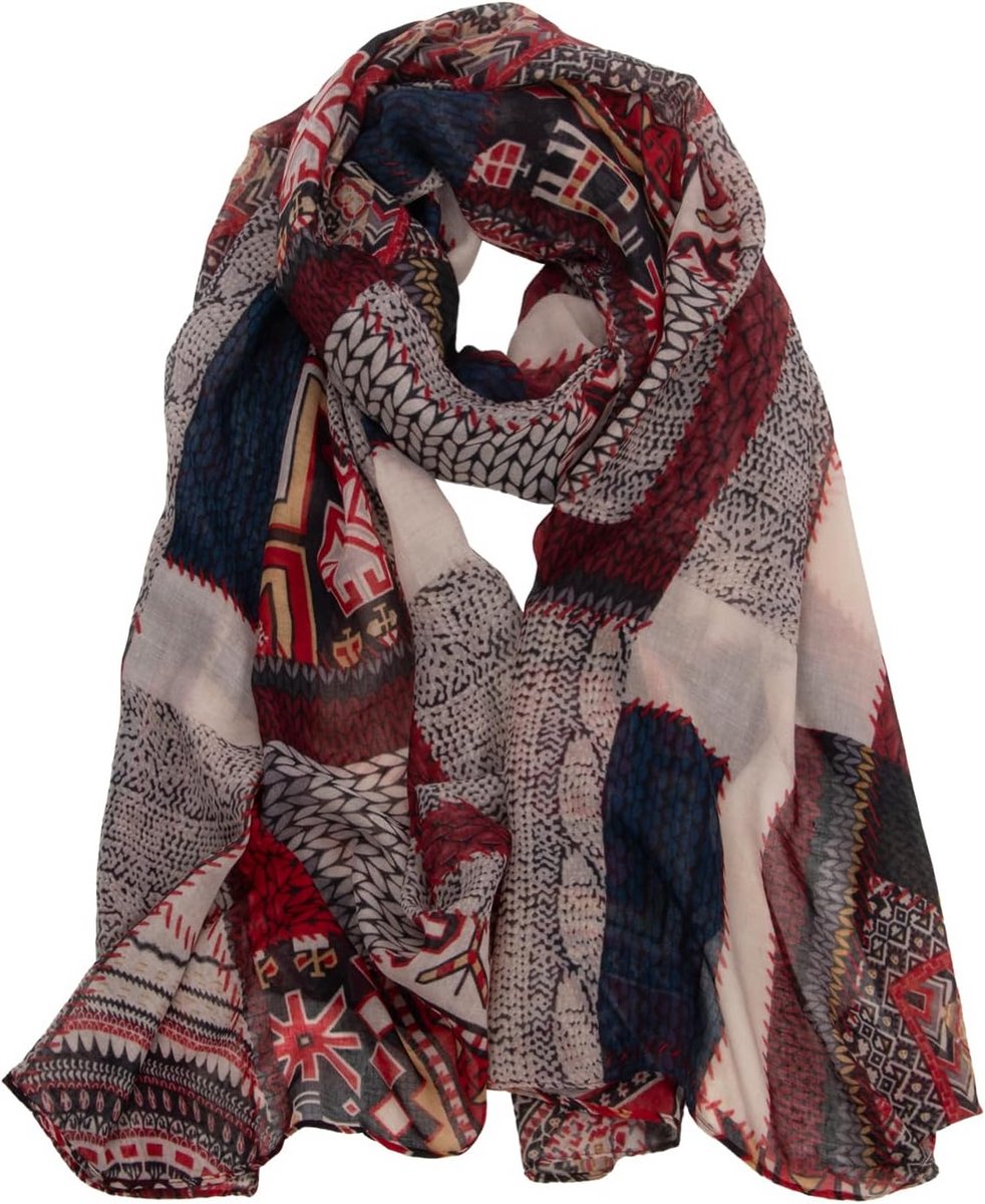 Elegante Dames Sjaal Lichtgewicht Ademend Omslagdoek met Print