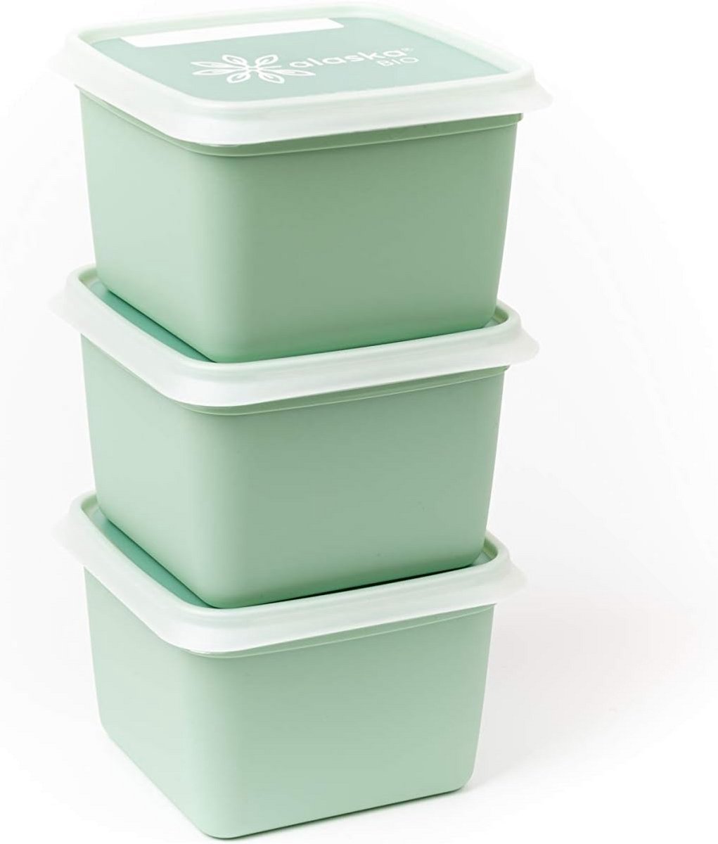 Set van 3 Bio Kunststof Vriesdozen met Deksel - 750 ml per Stuk