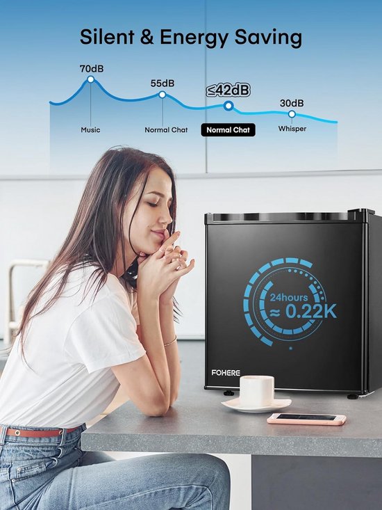 Compacte Mini Koelkast 46 Liter met Temperatuurregeling - Ideaal voor Kamer of Kantoor — afbeelding 3