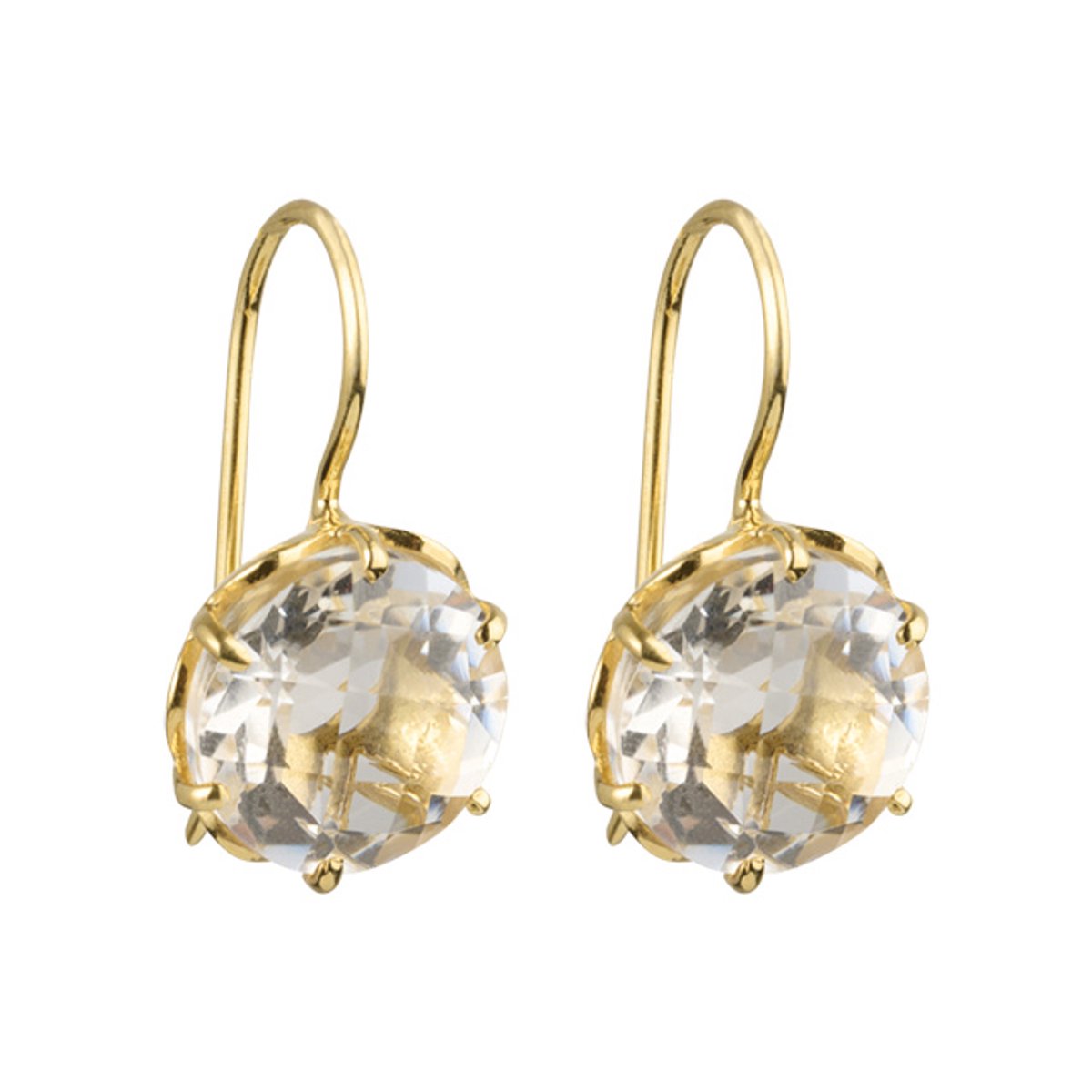 I'M ME JEWELLERY - flowercup oorbellen - heldere kwarts - 24 karaats vermeil goud