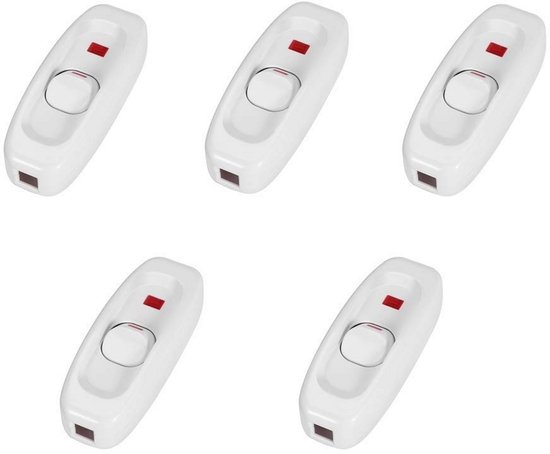 Tussenschakelaar – 4 Stuks Inline Tuimelschakelaars, 6 A, 220 V, Wit, Voor Lampen En Kleine Apparaten, Vlamvertragend, Eenvoudig Te Installeren