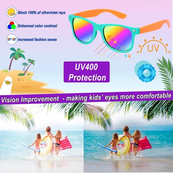 Set Neon Zonnebrillen voor Kinderen - Feestbrillen Strand & Party Accessoire — afbeelding 4