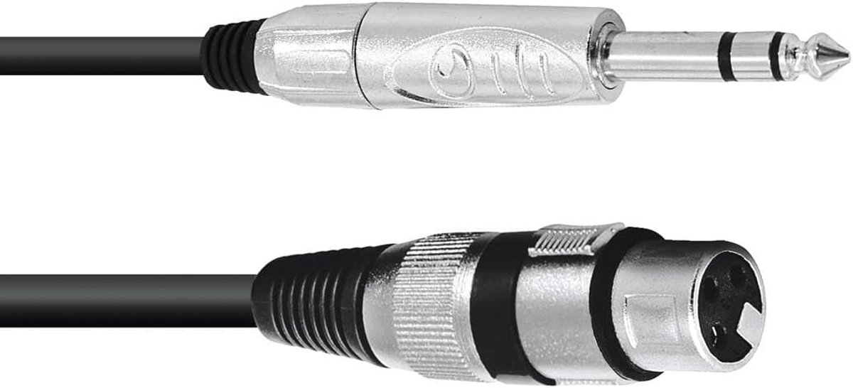 XLR Vrouwelijk naar Jack 6.35mm Stereo Kabel 2 Meter Zwart