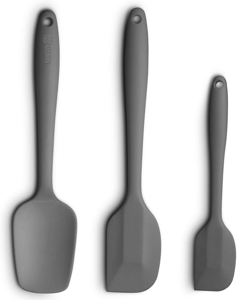 Set van 3 Siliconen Spatels Hittebestendig met Ergonomische Handgreep en RVS Kern