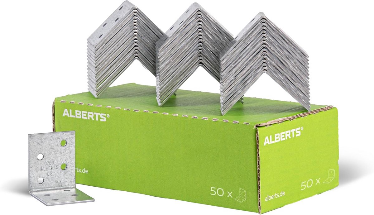 Hoekverbinder 50x50x40 mm Sendzimir Verzinkt Set van 50 Stuks