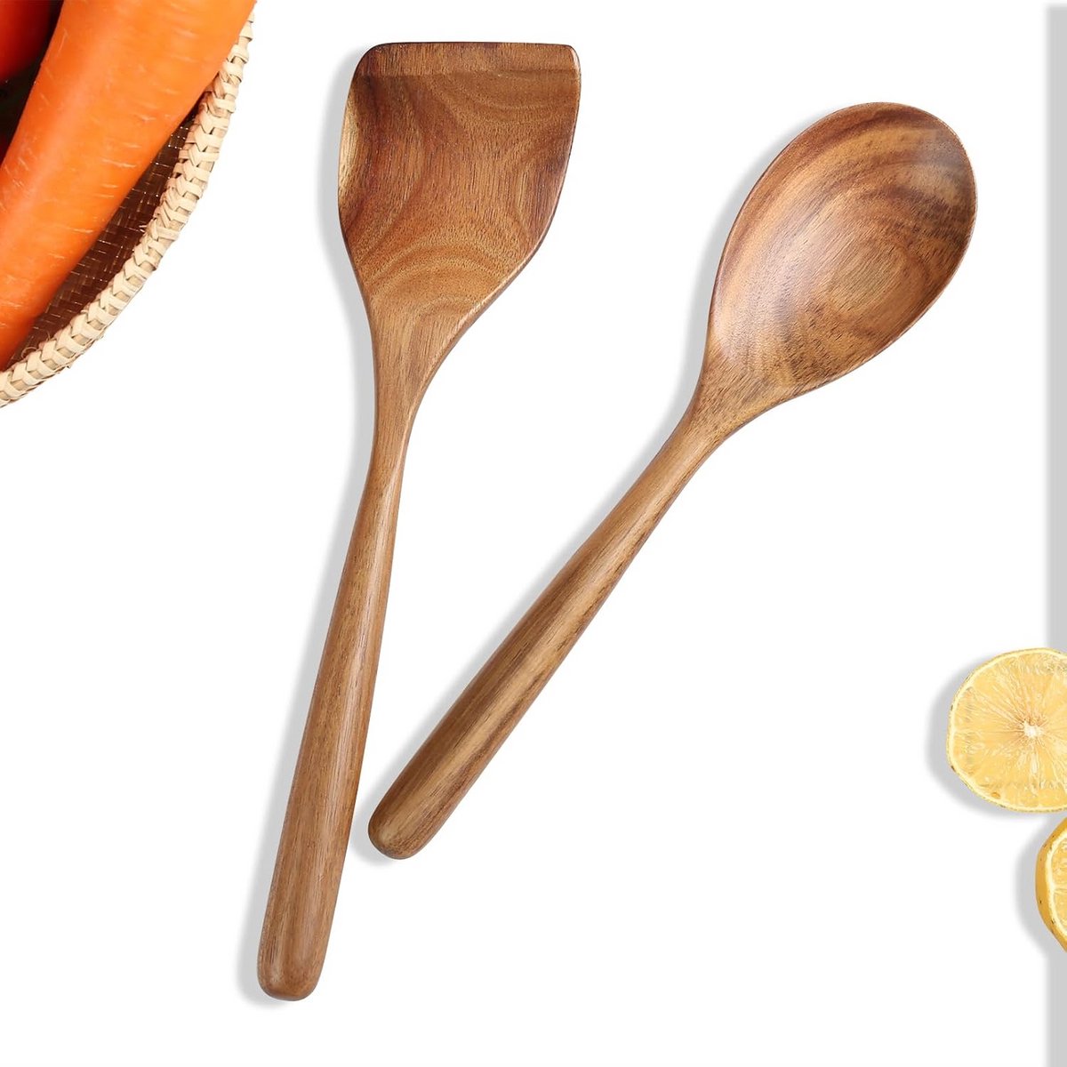 Set van 2 Houten Keukengerei: Lepels en Spatels voor Koken en Bakken