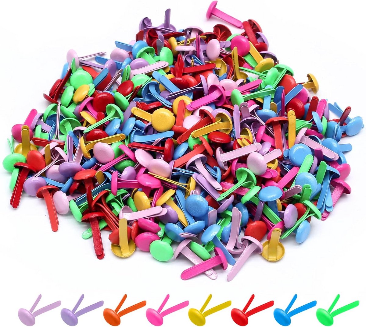 600 Stuks Papieren Bevestigingsmiddelen Brads Pastel Kleuren Voor Knutselen en Scrapbooking