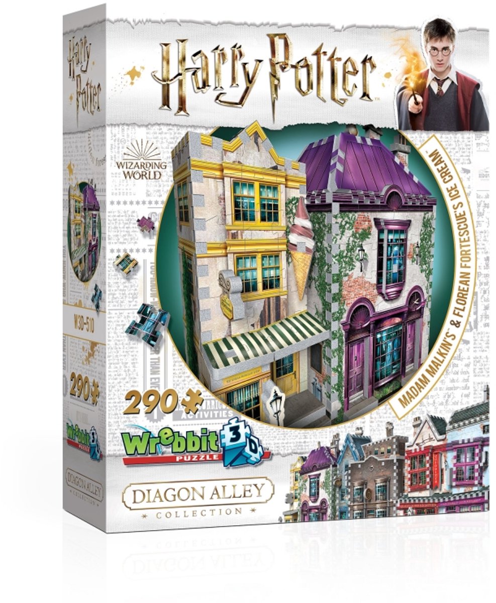 Madam Malkin’s and Florean Fortescue - Slug and Jiggers - Wrebbit 3D Puzzel - Harry Potter - 290 Stukjes