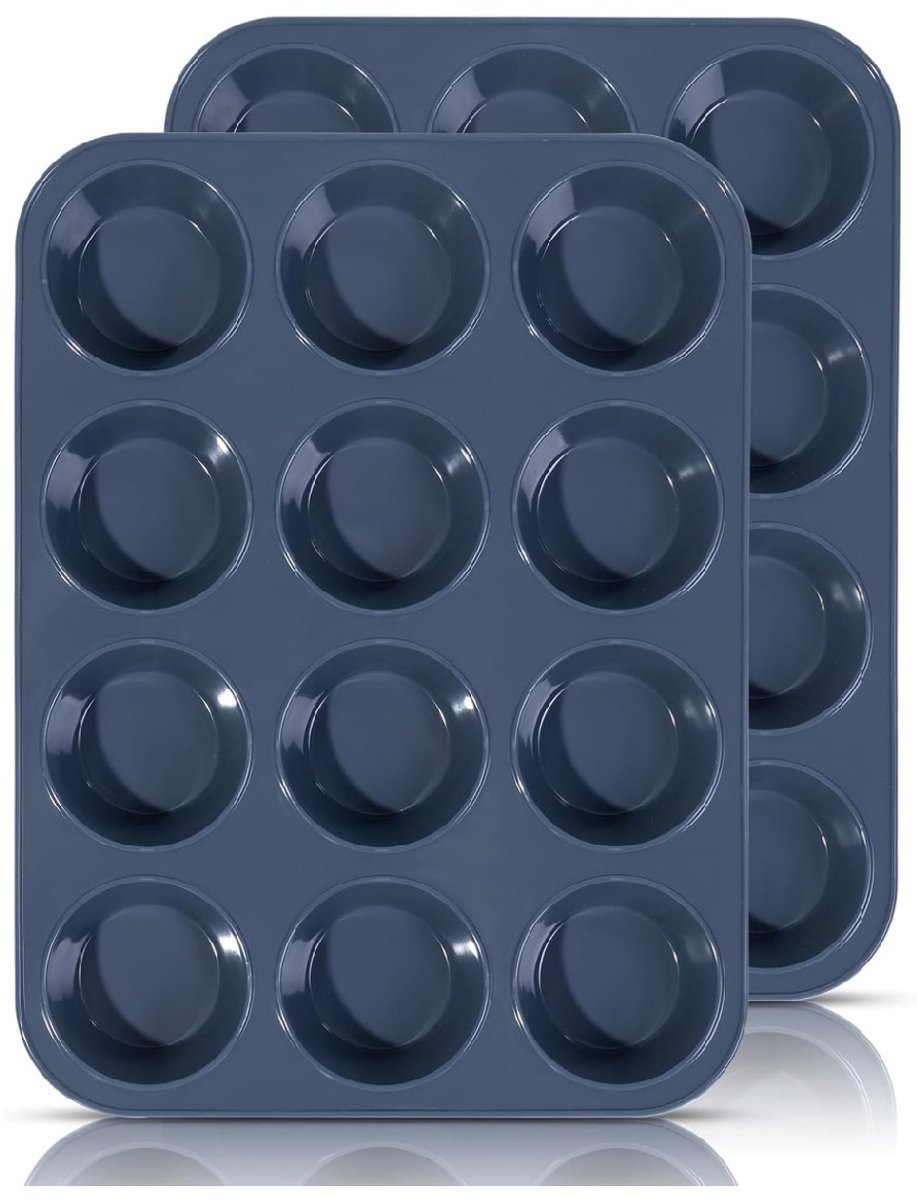Gigicial Muppet bakvorm - Roze muffinvorm met 12 holtes - Ronde siliconen bakvorm voor muffins en cupcakes - 12 stuks - Om te bakken en te bewaren - Grijs