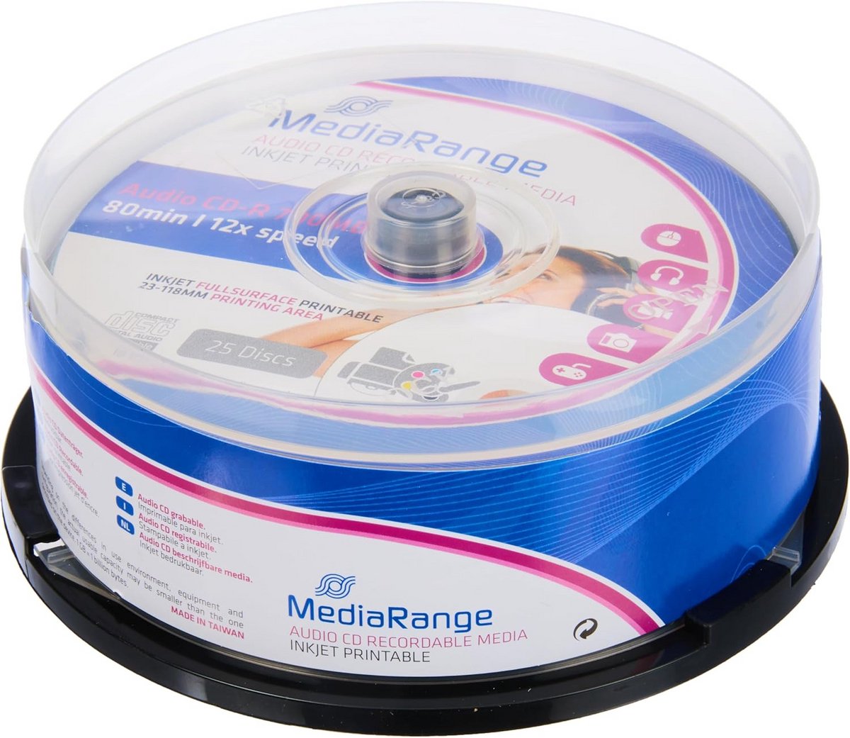 25x Audio CD-R Bedrukbaar 700MB/80 Min - Hoge Kwaliteit Opname & Inkjet Printbaar