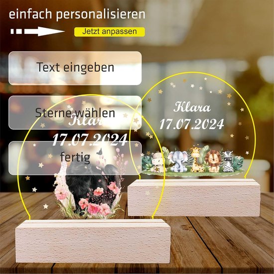 Gepersonaliseerd 3D Led Nachtlampje met 2 Baby Figuren - Uniek Kraamcadeau — afbeelding 5