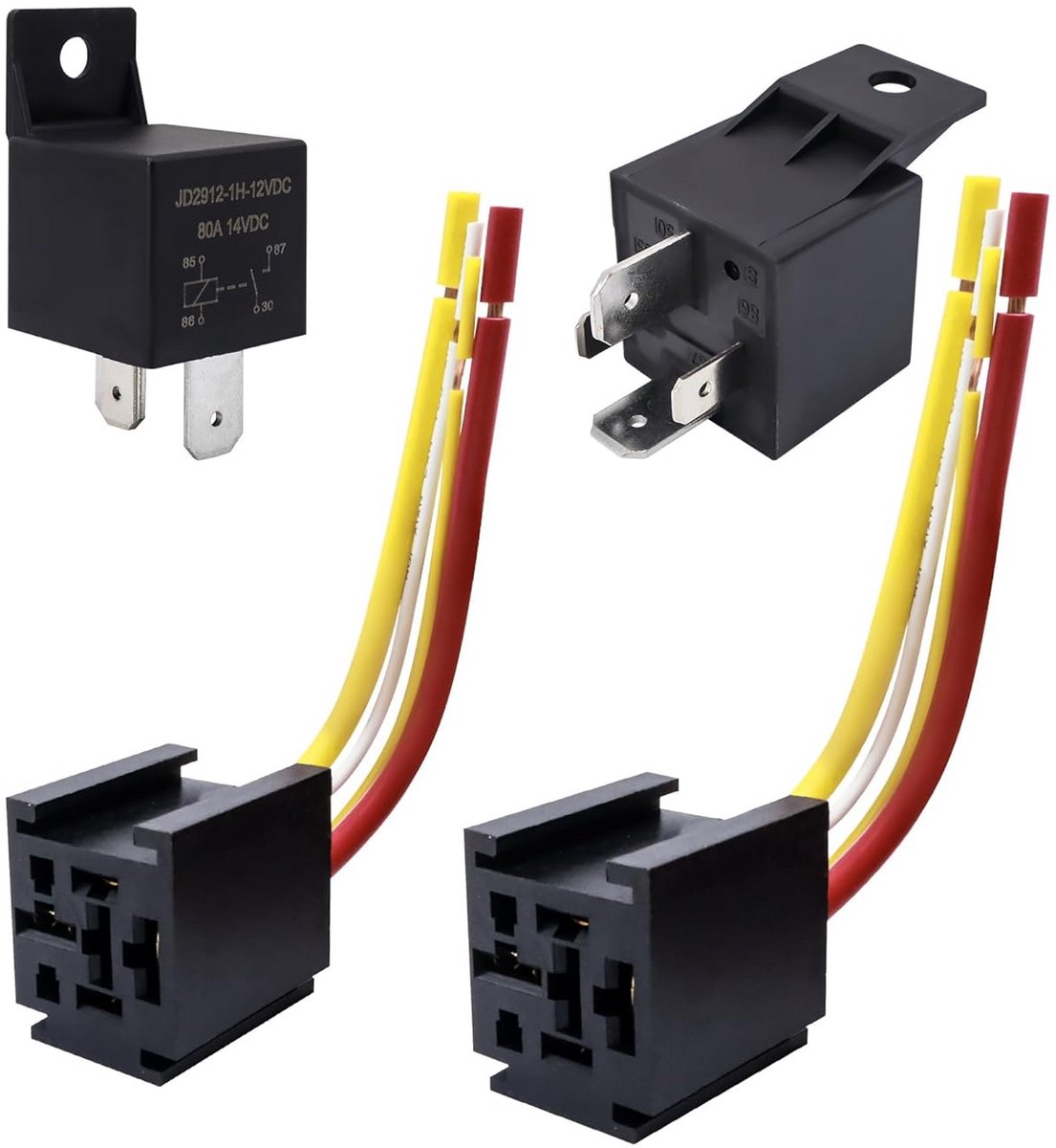 2-Delige Set 12V 80A Relais met Stekker voor Auto, Vrachtwagen en Motor