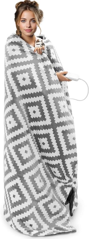 Nexvo Elektrische Deken 2 Persoons Grijs Wit Geruit 180x130 - Deze Informatie Volgt Nog - €169,95