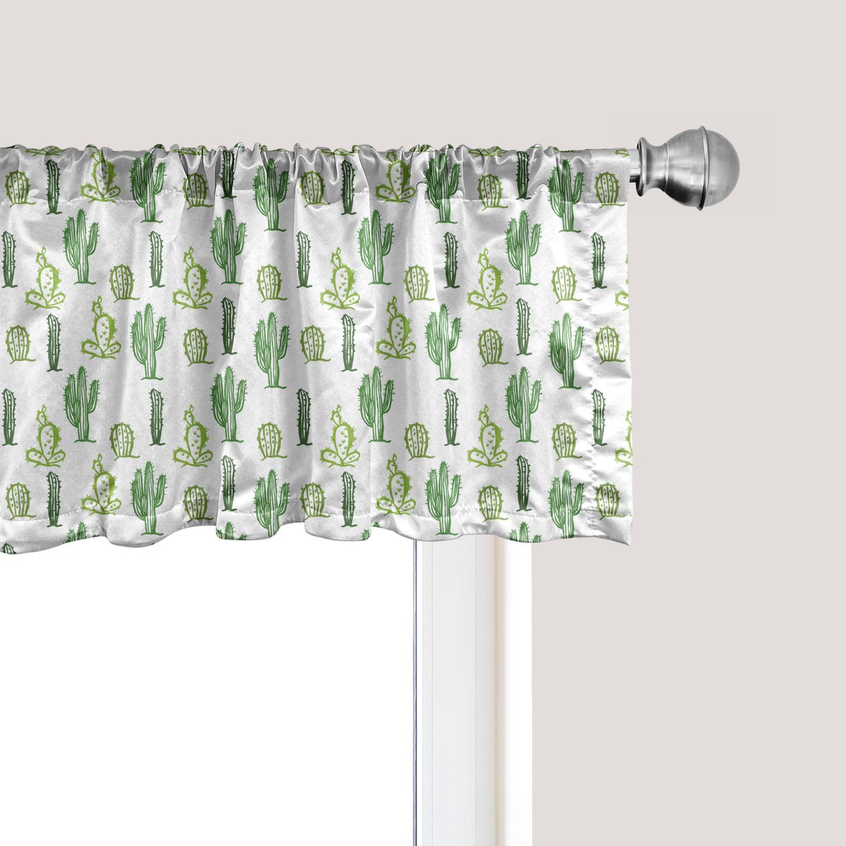 ABAKUHAUS Cactus Raamvalletje, Gordijnvalletje voor Keuken en Slaapkamer met Tunnelzoom, 137 cm x 30 cm, Varen Groen Appel