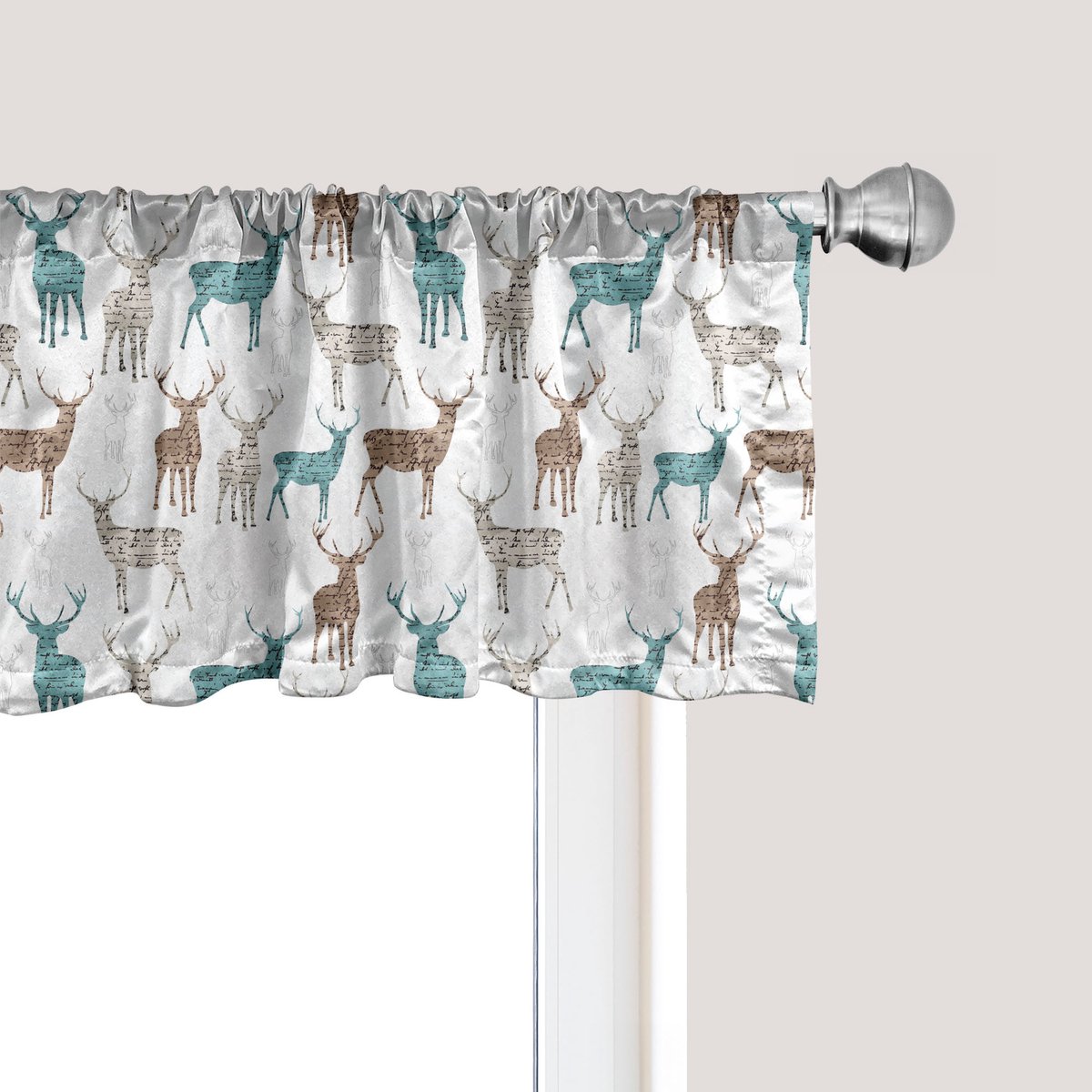 ABAKUHAUS Herten Raamvalletje, Gordijnvalletje voor Keuken en Slaapkamer Decoratie met Tunnelzoom, 137 cm x 45 cm, Turkoois-Bruin-Beige