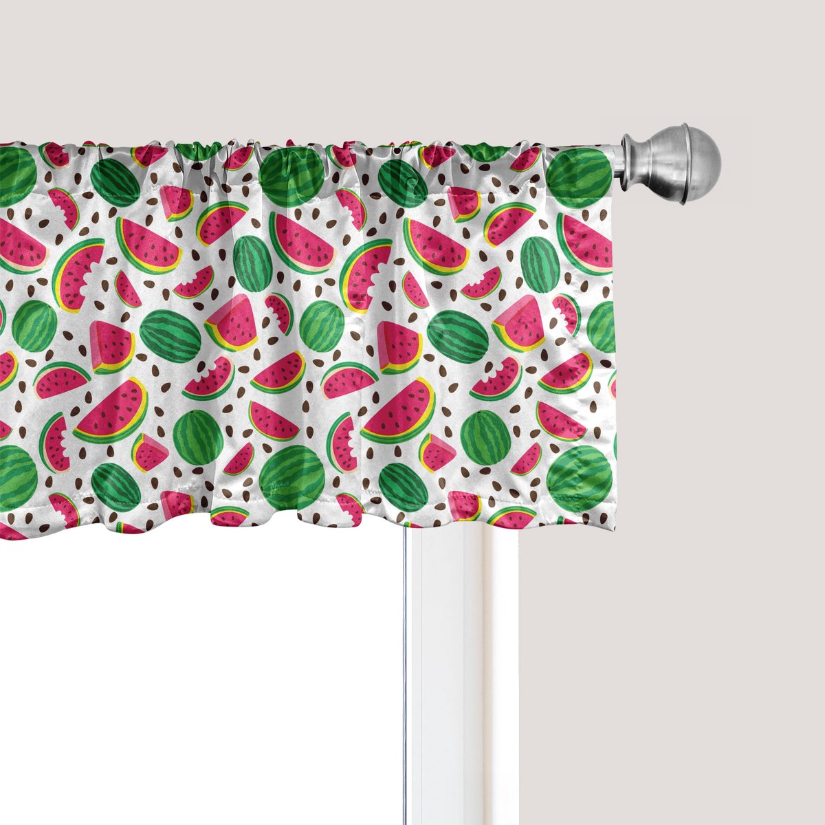 ABAKUHAUS Fruit Raamvalletje, Gordijnvalletje voor Keuken en Slaapkamer met Tunnelzoom, 137 cm x 45 cm, Wit Roze en Groen