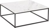 Alterego Table de salon carrée 'PATIO' en marbre blanc et métal noir