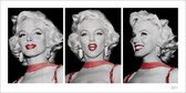 Pyramid Marilyn Monroe Red Dress Triptych Kunstdruk 100x50cm Poster - 100x50cm