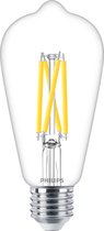 Philips LED WarmGlow filament edison lamp dimbaar - E27 ST64 5,9W 806lm 2200K-27...