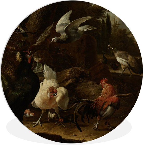 WallCircle - Wall Circle - Wall Circle Indoor - Vogels dans un Parc - Peinture de Melchior d'Hondecoeter - 90x90 cm - Décoration murale - Peintures Ronds