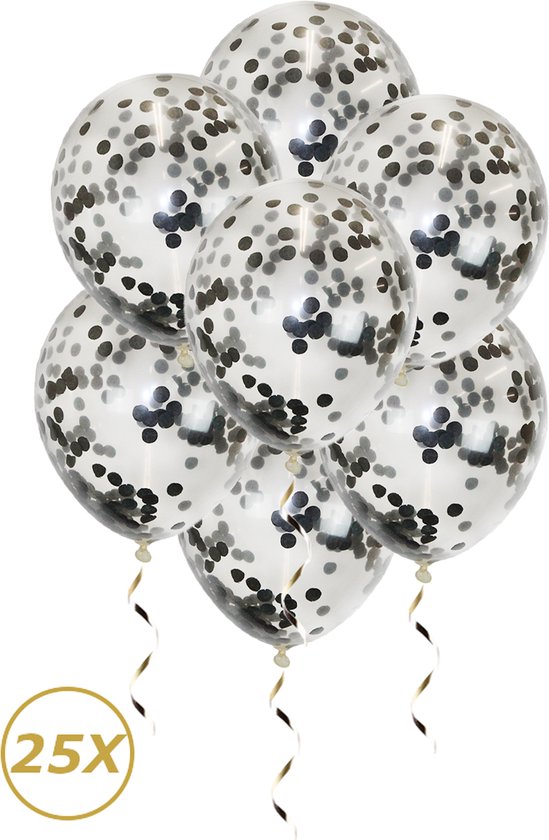 Zwarte Helium Ballonnen Confetti 2024 Oud En Nieuw Versiering Versiering Feest Versiering Ballon Zwart Papier - 25 Stuks