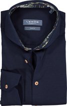 Ledub Modern Fit overhemd - donkerblauw pique tricot (contrast) - Strijkvriendelijk - Boordmaat: 43