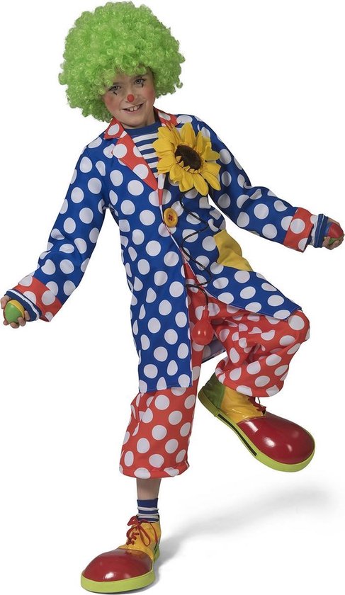 Funny Fashion - Clown & Nar Kostuum - Clown Carlo Kind - Blauw - Maat 164 - Carnavalskleding - Verkleedkleding